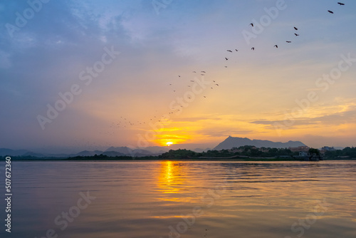 sunset over the lake, Udaipur, India © Wanderer Rana