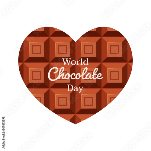 World Chocolate Day, Heart shaped chocolate bar illustration
