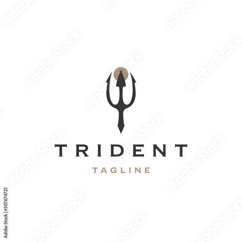 Trident logo icon design template flat vector