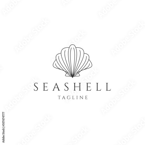 Sea shell line logo icon design template flat vector