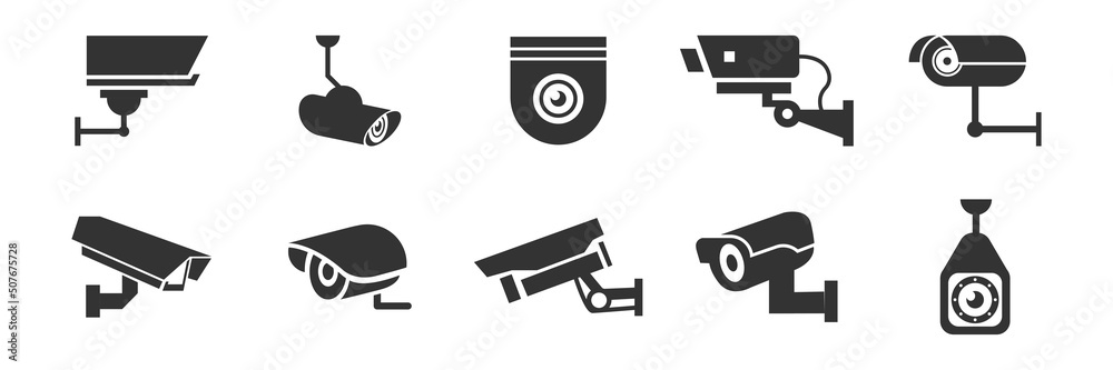 Video surveillance CCTV camera icon. Vector Illustration. - obrazy, fototapety, plakaty 