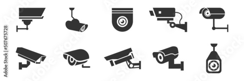 Video surveillance CCTV camera icon. Vector Illustration.