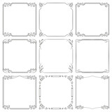 Vector set of square frames with swirls and floral ornament