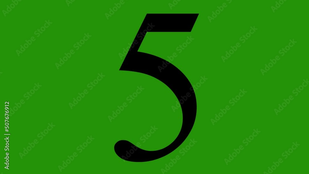 countdown animation from the number 10 to 0 seconds, on a green chroma key background