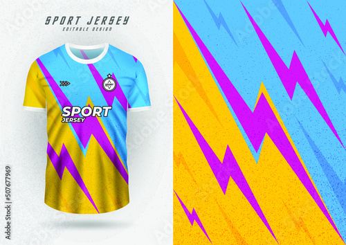 Background mockup for sports jerseys, racing jerseys, running shirts, split-colored lightning pattern. photo