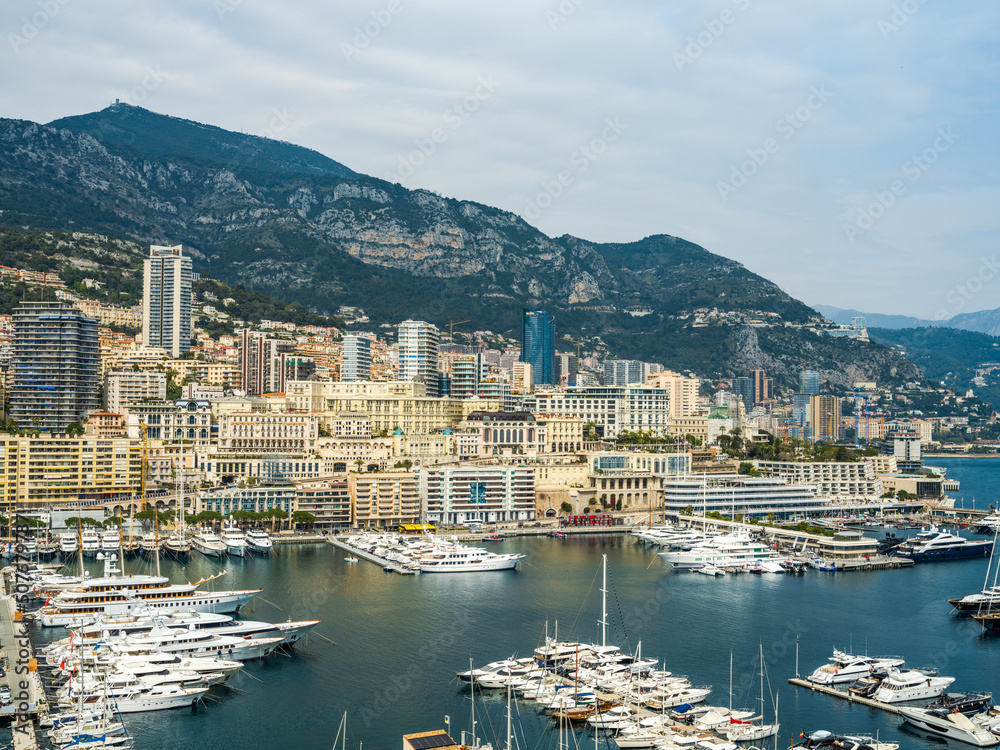 Aerial shot of Monaco City Monte Carlo