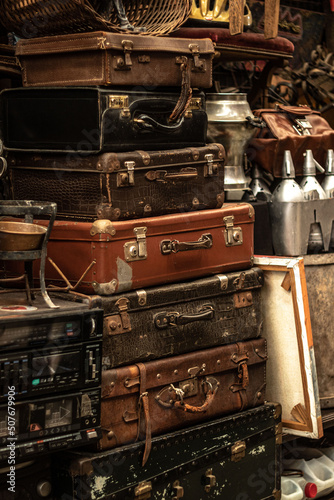 old suitcases in a shop