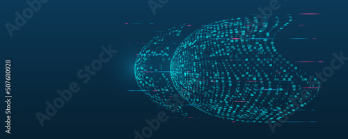 Algorithm or machine learning illustration. Abstract binary code. Binary data. Technological background decryption and encryption of information. Big data visualization.