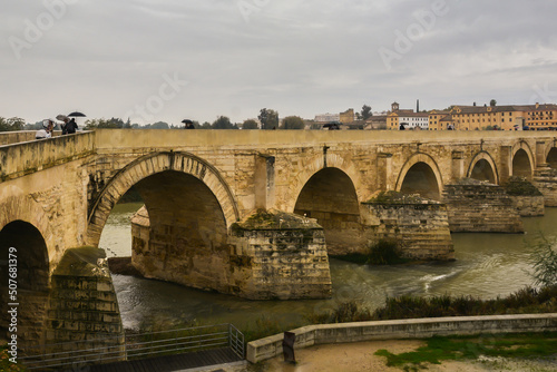The Roman bridge in Cordoba over the Guadalquivir river.