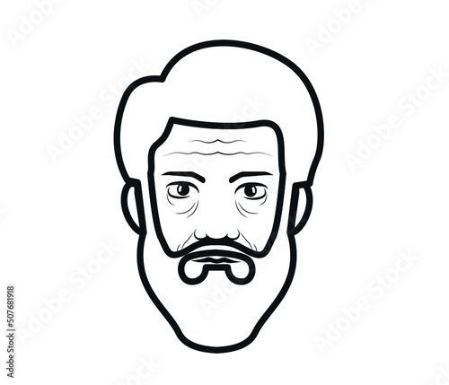 Bearded and haired man avatar. editable vector illustration of man. 
