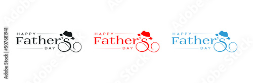 Abstract Happy Father's Day handwritten logo design, father's day, hat vector logo