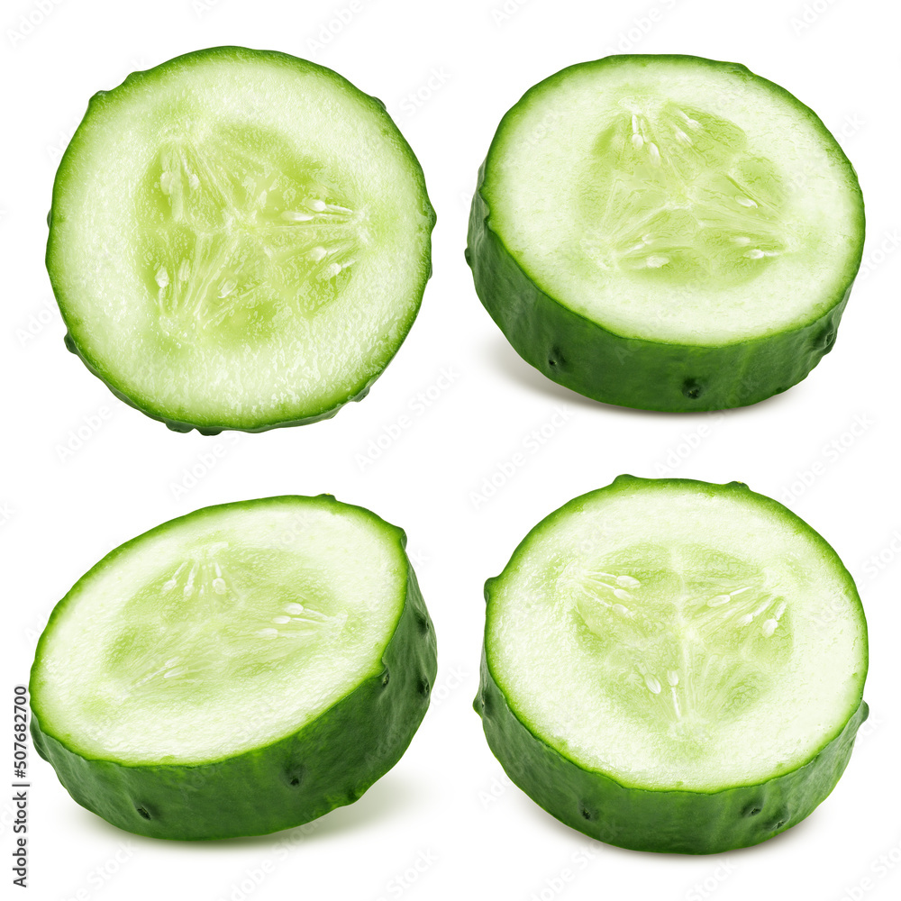 cucumber slice isolated on white background, clipping path, full depth of field cucumber slice isolated on white background, clipping path, full depth of field