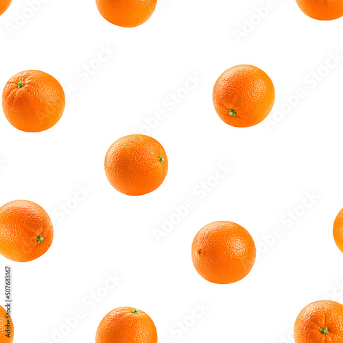 Orange isolated on white background, SEAMLESS, PATTERN