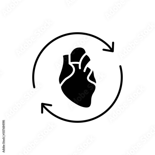 Heart transplant line icon. Isolated vector element.