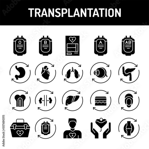 Transplantion line icons set. Isolated vector element.