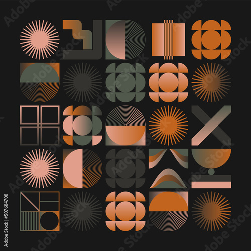Mid-Century Inspired Graphic Pattern Art Made With Abstract Vector Geometric Shapes and Elements