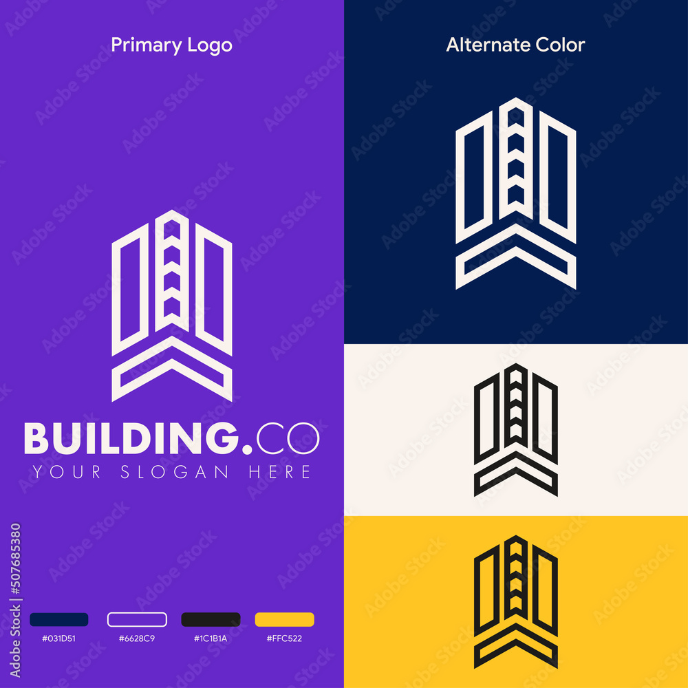 modern simple outline real estate building logo concept