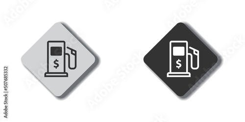 Gas station icon with dollar sign on it. Expensive gasoline symbol. Rising fuel prices concept. Flat vector illustration.