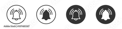 Bell icon set. Notification symbol. Alarm and notification icon. Flat vector illustration.