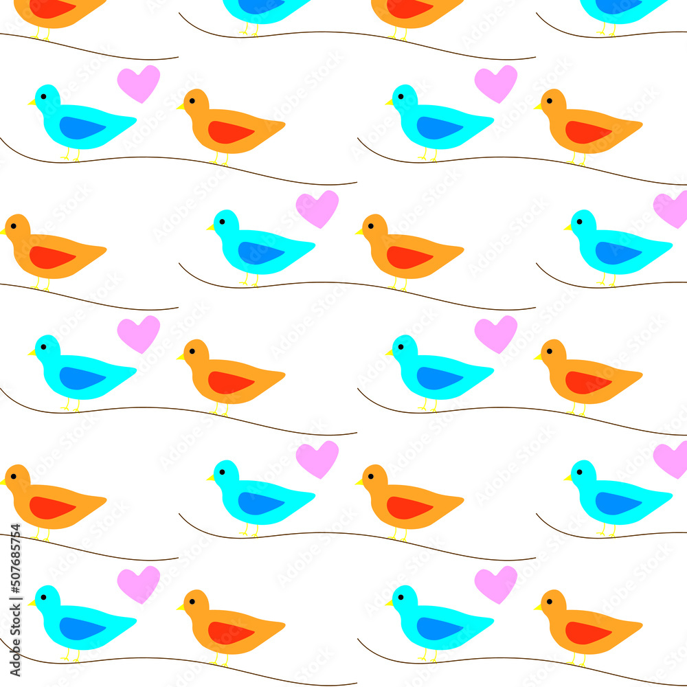 Seamless pattern with birds in nature. Vector illustration for wrapping paper, print, poster and wallpapers. Seamless pattern with birds in nature. Vector illustration for wrapping paper, print, poster and wallpapers.