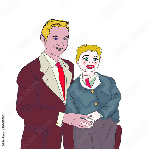 ventriloquist the art of modifying your voice so that it seems to come from afar, with a puppet.