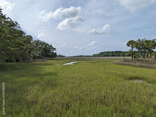 Canvastavla Large Marshy Field During lowtide