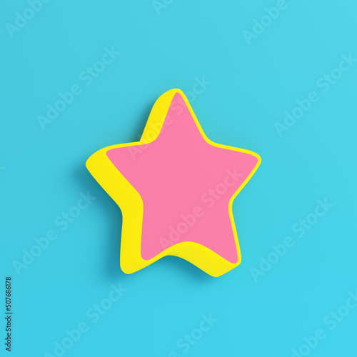 Yellow star on bright blue background in pastel colors