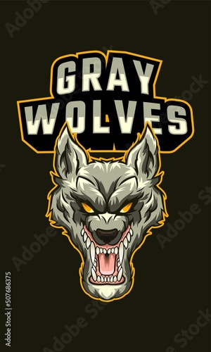 angry wolf head show his sharp teeth