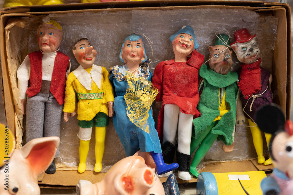 Plastic and Fabric Puppets: Figures representing the Story of Pinocchio by Collodi