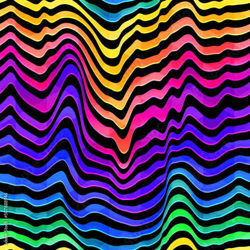 Abstract rainbow curved line. Seamless pattern
