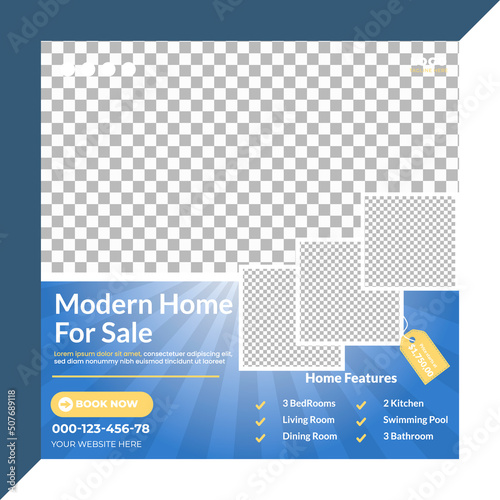 Minimal modern home for sale social media post