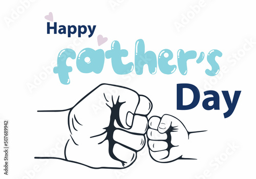 Happy Fathers Day calligraphy banner. Happy father`s day vector lettering background. hand with heart  illustration