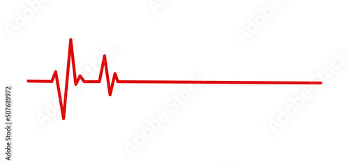 Czerwona linia pulsu. Ilustracja wektorowa na białym tle. Bicie serca, EKG. Zdrowie i medycyna.