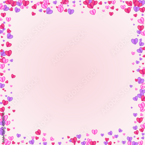 Red Confetti Background Pink Vector. Cute Texture Heart. Lilac Abstract Frame. Violet Confetti Anniversary Backdrop. Fond Present Pattern. © Vlada Balabushka