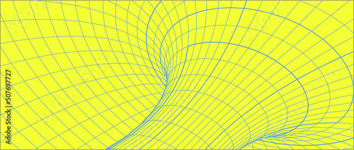 Abstract illustration. 3D corridor mesh. Frame tunnel.
