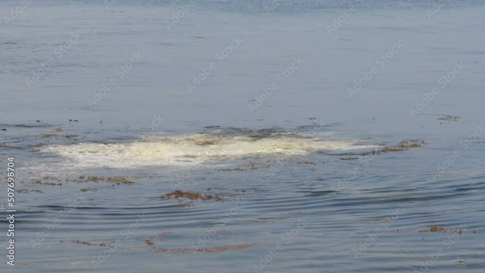 Disturbance in water flow caused by large boulder near surface. Disturbance in water flow caused by large boulder near surface.
