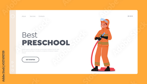 Children Future Occupation Landing Page Template. Childhood Development, Education, Role Games and Kid Professions