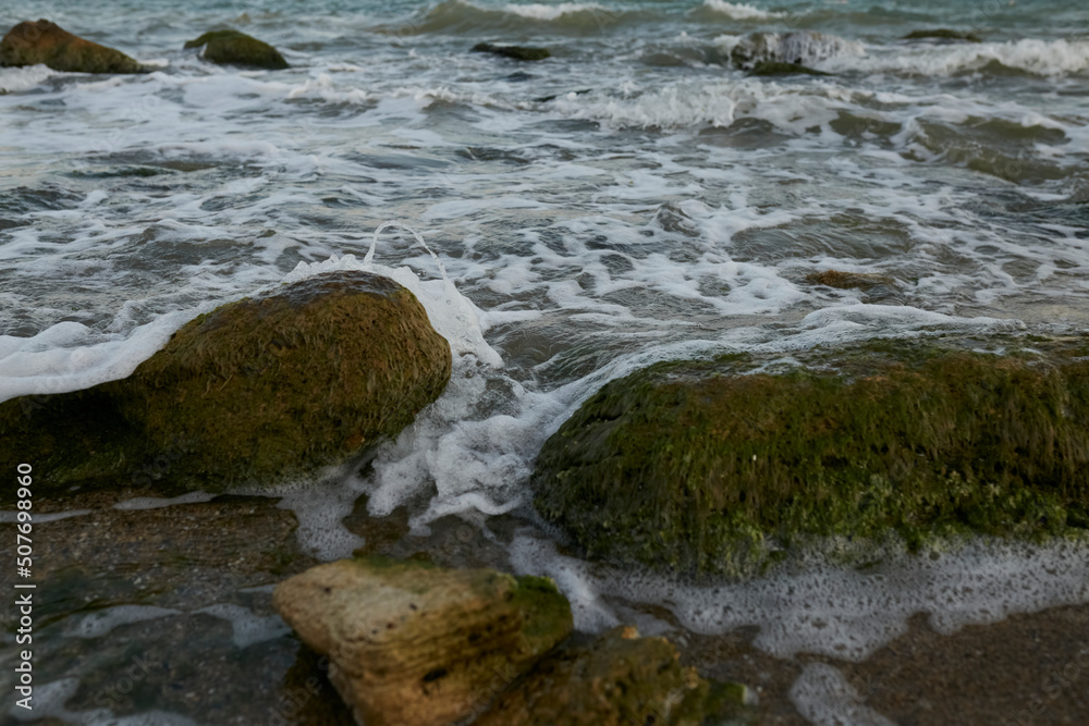 Sea. The water's edge on the sea. Small waves on the sea. Sea. The water's edge on the sea. Small waves on the sea.