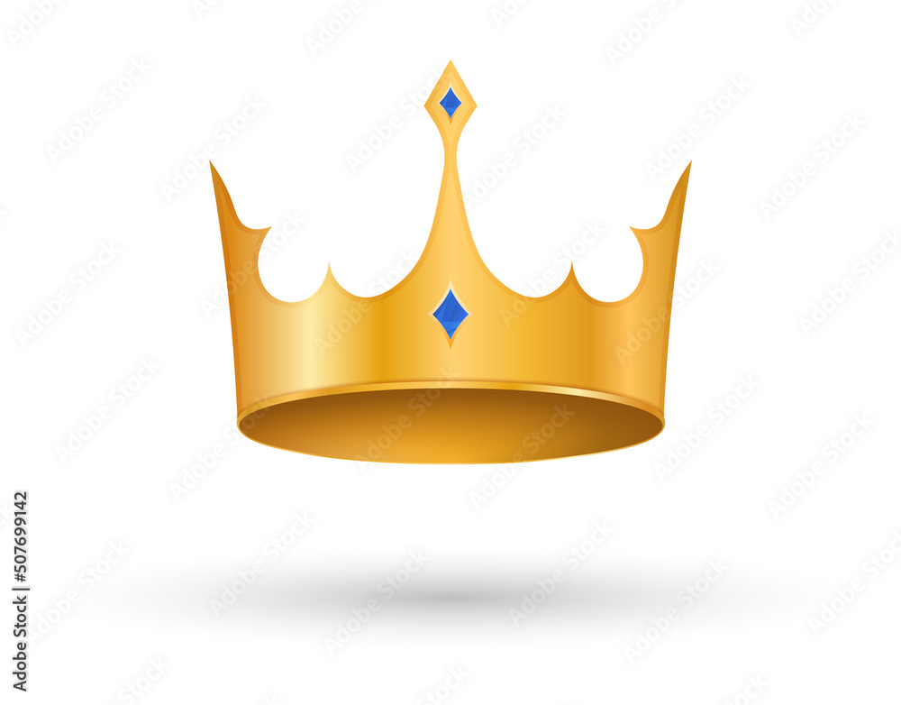 Gold crown icon. Stickers for social networks. Things from Middle Ages historical elements, reward of king or queen. Medieval government concept, empire and state. Cartoon flat vector illustration Gold crown icon. Stickers for social networks. Things from Middle Ages historical elements, reward of king or queen. Medieval government concept, empire and state. Cartoon flat vector illustration