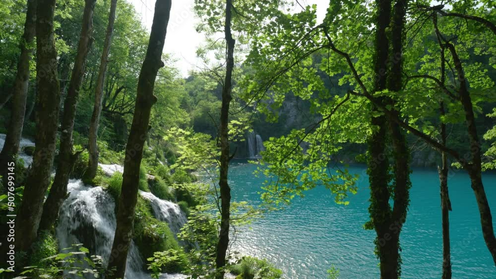 Cascades and Turquoise Lake in Plitvice Lakes National Park Cascades and Turquoise Lake in Plitvice Lakes National Park