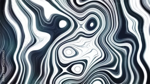 Liquid psychedelic pattern of curved lines. Motion. Moving liquid pattern with curved lines. Spots and curved lines move in psychedelic pattern photo