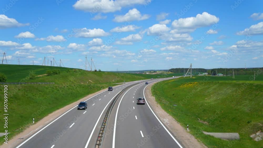 Beautiful calm background on the highway with cars Beautiful calm background on the highway with cars