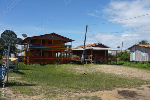 Houses on the beach in Marajó Island - Brazil