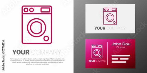 Logotype line Washer icon isolated on white background. Washing machine icon. Clothes washer - laundry machine. Home appliance symbol. Logo design template element. Vector