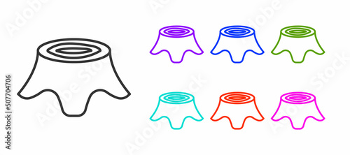 Black line Tree stump icon isolated on white background. Set icons colorful. Vector