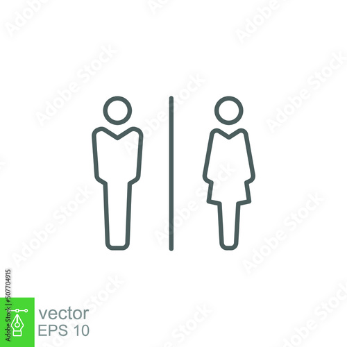 Toilet restroom sign icon. Public navigation symbol. Simple outline style. Vector illustration isolated on white background. EPS 10