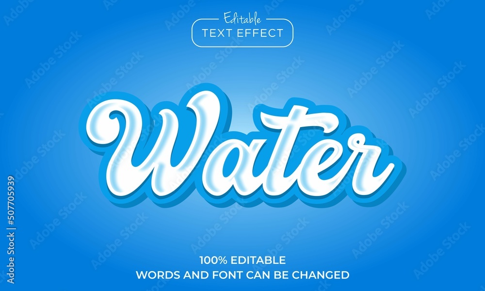3D Water Blue Text Effect Editable