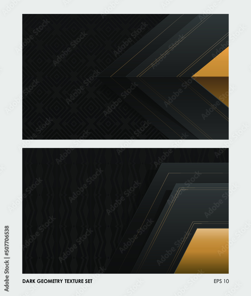 Set Black and gold texture with geometric shapes and Pattern, template ...