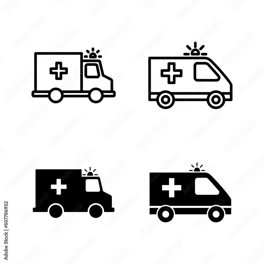 Ambulance icons vector. ambulance truck sign and symbol. ambulance car