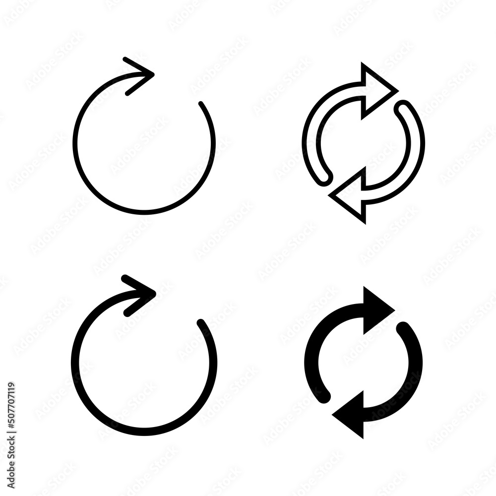 Refresh icons vector. Reload sign and symbol. Update icon. Refresh icons vector. Reload sign and symbol. Update icon.